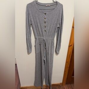 Francesca’s Miami Button Down Front Tie Gray Long Sleeve Knit Dress